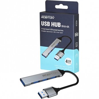 USB-разветвитель ROBITON RHA-4A Док-станция (хаб) 3*USB2.0/1*USB3.0 BL1 USB-разветвитель ROBITON RHA-4A Док-станция (хаб) 3*USB2.0/1*USB3.0 BL1