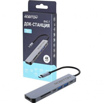 USB-разветвитель ROBITON RHC-7 Док-станция (хаб) PD/HDMI/SD/TF/USB A/USB C BL1 USB-разветвитель ROBITON RHC-7 Док-станция (хаб) PD/HDMI/SD/TF/USB A/USB C BL1