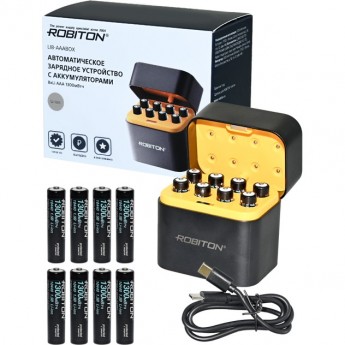 Зарядное устройство с аккумуляторами ROBITON Li8-AAABOX + аккумуляторы 8*Li10440 (AAA) 736мАч Зарядное устройство с аккумуляторами ROBITON Li8-AAABOX + аккумуляторы 8*Li10440 (AAA) 736мАч