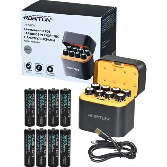 Зарядное устройство с аккумуляторами ROBITON Li8-AABOX + аккумуляторы 8*Li14500 (AA) 2200мАч Зарядное устройство с аккумуляторами ROBITON Li8-AABOX + аккумуляторы 8*Li14500 (AA) 2200мАч